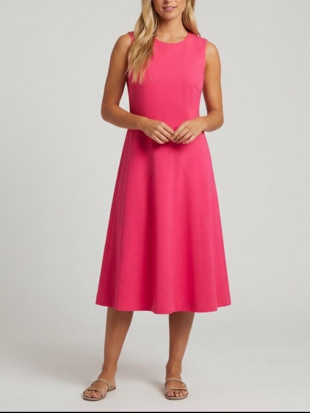 Calvin Klein Women's Hot Pink Sleeveless A-Line Midi Dress 18W 39915